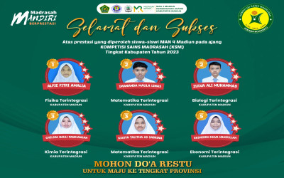 MANTAB, MAN 4 MADIUN SABET 1 EMAS, 2 PERAK 2 PERUNGGU PADA KSM KAB MADIUN 2023